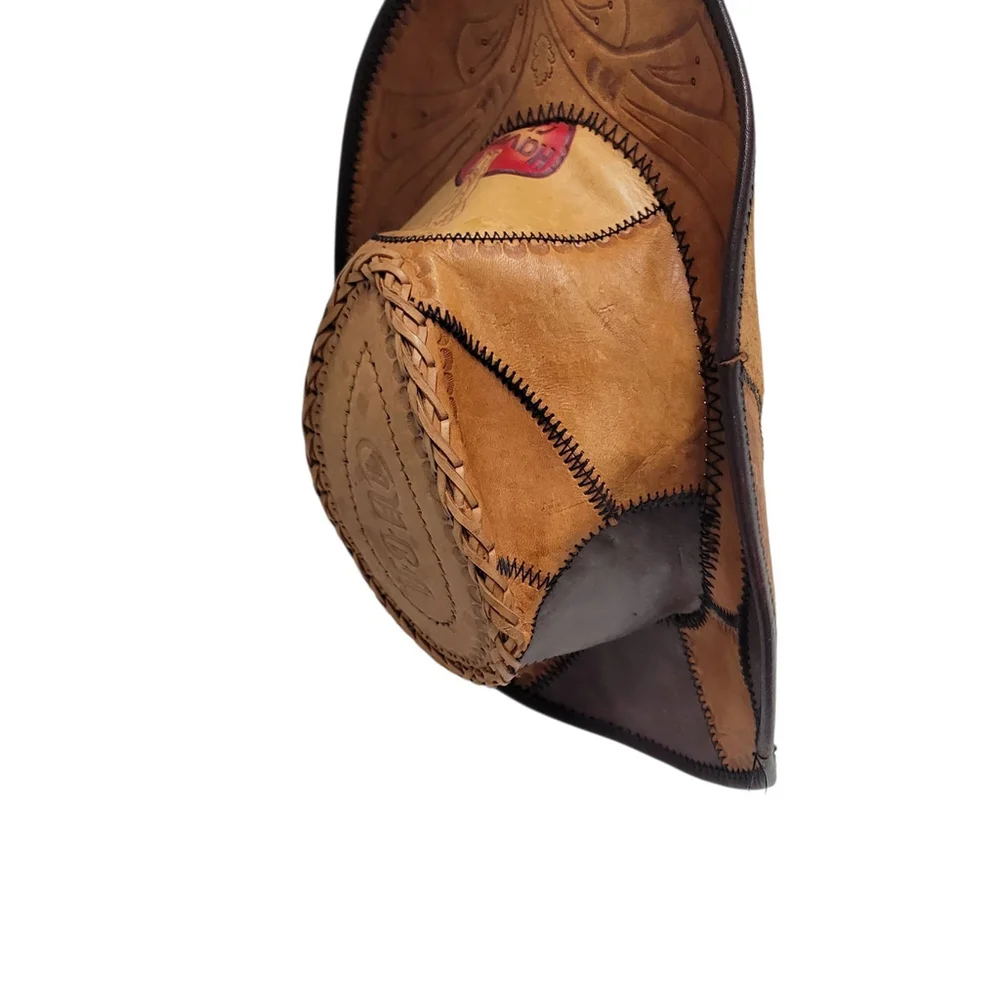 Havana Club Handmade Genuine Colorblock Leather Women's Hat